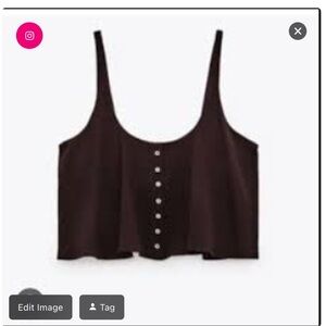 ZARA Textured Brown Bralette Crop Top Adjustable Straps Women’s‎ Small